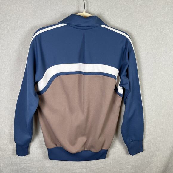 VTG Adidas Track Jacket Mens Small Blue Gray Trefoil Full Zip 80s Colorblock - Picture 2 of 10